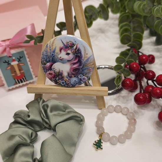 Komplekts bērniem kvarca aproce + satīna matu gumija + spogulītis №2